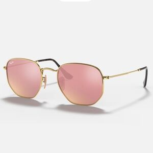 Ray-Ban HEXAGONAL FLAT LENSES - Bronze Lens, Polished Gold Frame